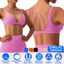 Women Deep V-Neck Sports Bras U-Shaped Back Sport Bras Padded StrappyÊCrop Open Back Low Impact Bras SexyÊFitnessÊTank Tops with Removable Pads for Gy