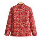 Middle Aged And Elderly Stand Collar Floral Cotton Padded Coat