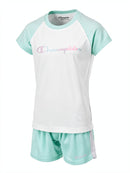 Champion Girls 2PC Mint Green Raglan Shirt Mesh Shorts Set Outfit, 3T