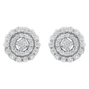 10KT White Gold 1/2 cttw Double Halo Brilliant Round-Cut Diamond Stud Earrings (I-J Clarity, I2-I3 Color)