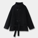 Women's High-neck Coat With Horn-button Closure