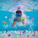 24Pcs Diving Toys Swimming Pool Toys Swim Toys for Kids Aged 3+ Years Old Swim Thru Rings Torpedoes Gems Volleyball Storage Bag