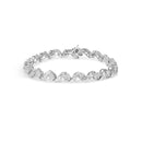 14K White Gold 2.00 Cttw Diamond Cluster and Spiral Link Bracelet (I-J Color, I1-I2 Clarity) - 7"
