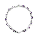 .925 Sterling Silver 7x5mm Oval Amethyst and Diamond Accent X-Link Bracelet (H-I Color, SI1-SI2 Clarity)  - Size 7"