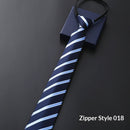 Mens Business Formal Zipper Tie With Blue Stripes