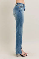 Judy Blue Full Size High Waist Vintage Wash Front Seam & Slit Straight Plus Size