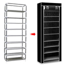 iMounTEK 10 Tiers DIY Shoe Cabinet Dustproof Easy Assemble Tidy Shoe Rack Non-Woven Fabric Holding 27 Pair Shoes Black