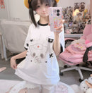 2D Kawaii Otaku-style Pure Cotton Patchwork Short-sleeve Top