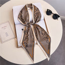 Thin Houndstooth Silk Scarf - Hair Tie