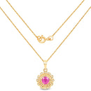 0.59 Carat Genuine Ruby and White Diamond 14K Yellow Gold Pendant