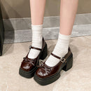 Women Vintage Bow Mary Jane Platform Pumps Matching Daily