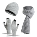 Men's Women's Knitted Wool Hat Scarf Gloves Set