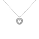 .925 Sterling Silver 1.0 Ctw Diamond Shadow Open Heart Halo 18" Pendant Necklace (I-J Color, I1-I2 Clarity)