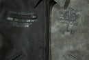 Men's Cross Print Loose Leather Jacket