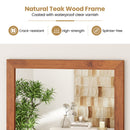 Farmhouse Wall Mirror with Shelf and Teak Wood Frame