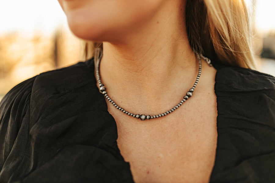 Silver Pearl Cluster Necklace