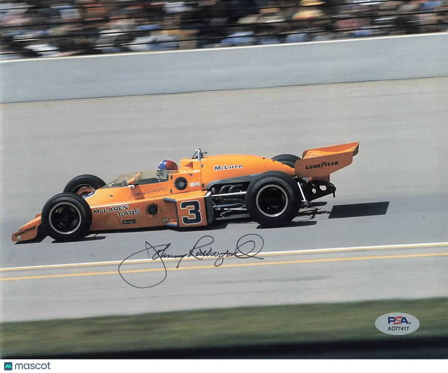 Johnny Rutherford Signed 8x10 photo PSA Auto Racing