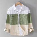 Cotton Long Sleeve Stitching Casual Men's Shirt