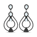 8.81 Carat Genuine Blue Topaz and Black Spinel .925 Sterling Silver Earrings