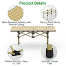 Folding Camping Table Portable Lightweight Carbon Steel Roll-up Picnic BBQ Desk with Carry Bag Heavy Duty for Outdoor Beach Backyard Party Patio Campi