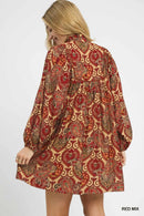 Umgee Boho Mix Paisley Babydoll Dress