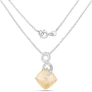 8.81 Carat Genuine Golden Rutile and White Diamond .925 Sterling Silver Pendant
