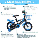 16In Kids\' Bike with Training Wheels Children Bicycle with Helmet Basket Rear Seat Chain Guard for Boys Aged 4-7