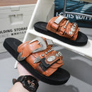 Silver-studded Casual Lightweight Platform Outdoor Slippers