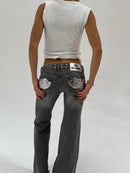 Retro Rhinestone-embellished Embroidered Wing Jeans