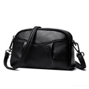 Womens Genuine Leather Solid-Color Multi-Pocket Crossbody Bag