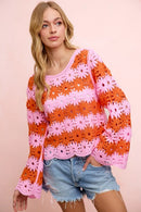 BiBi Flower Crochet Knit Top