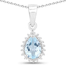 2.00 Carat Genuine Blue Topaz and White Topaz .925 Sterling Silver Jewelry Set