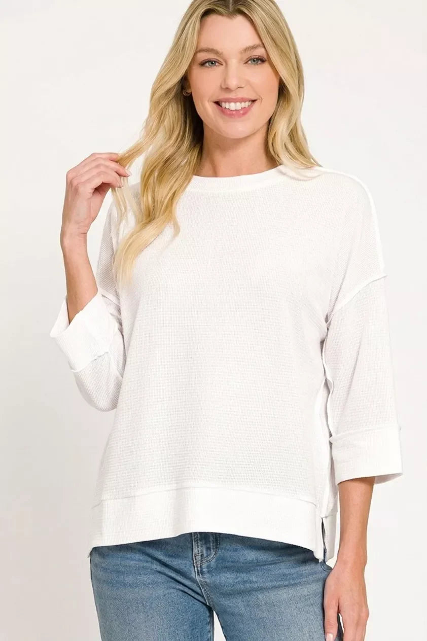Zenana Double Knit 3/4 Sleeve Top