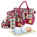 5PCS Baby Nappy Diaper Bags Set Mummy Diaper Shoulder Bags w/ Nappy Changing Pad Insulated Pockets Travel Tote Bags For Mom Dad