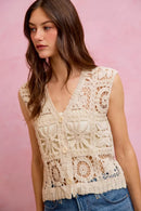 SO ME Summer Crochet Patterned Sleeveless Vest Top