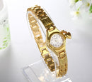 Gold Women's Rhinestone Heart Bracelet Watch