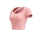 Womens Off-shoulder Hollow-out Short-sleeve Top