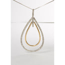 14K Two-Tone Gold Round Cut Diamond Double Burst Pendant Necklace (1.00 cttw, H-I Color, SI2-I1 Clarity)