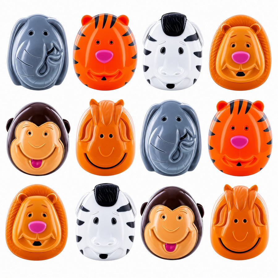 Set of 12 Animals Plastic Easter Eggs- Tiger, Zebra, Monkey