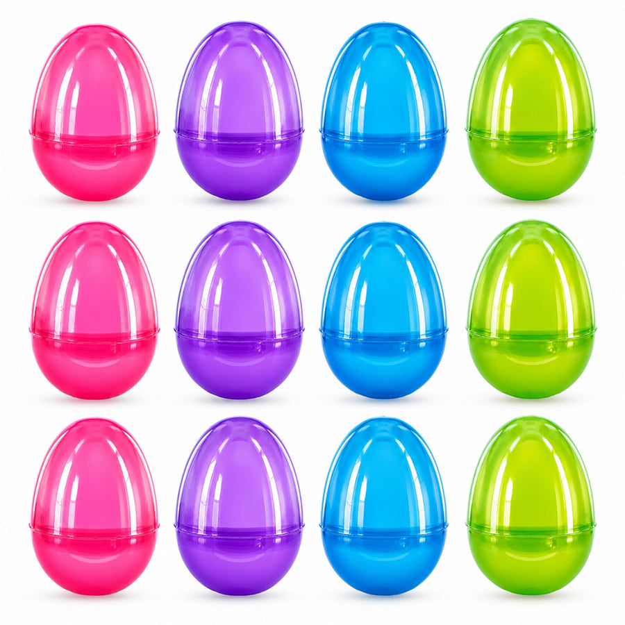 Set of 12 Iridescent Multicolored Plastic Easter Eggs