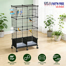 46-Inch Bird Cage with Wooden Perches and Rolling Wheels