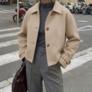 Straight-cut Cropped Lapel Wool Coat For Women