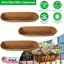 3Pcs 24in/30in/36in Trough Coco Liners For Planters Coconut Coir Planter for Window Box Hanging Trough Basket Half Moon Planter Liner Replacement For