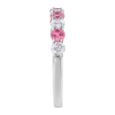 10KT White Gold 1/2 cttw Diamond and 3MM Created Blue Sapphire Gemstone Band Ring (H-I, I1-I2) - Size 7