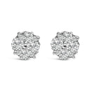 .925 Sterling Silver 1/2 cttw Prong Set Round-Cut Diamond Cluster Stud Earring (I-J Color, I2-I3 Clarity)