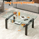 Tempered Glass Coffee Table with 2-Layer Design