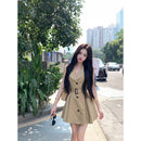 Khaki Dress-style Coat Belted Trench Coat