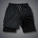 Mens Double-Layer Breathable Casual Shorts With A False Two-Piece Design