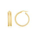 14K Yellow Gold Triple Row Hoop Earrings