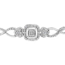 .925 Sterling Silver Diamond Cushion Frame Heart-Sides Twist 4â€-10â€ Adjustable Bolo Tennis Bolo Bracelet (I-J Color, I3 Clarity)